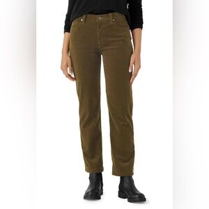 81. Eileen Fisher High-rise Cropped Corduroy Pants In Serpentine